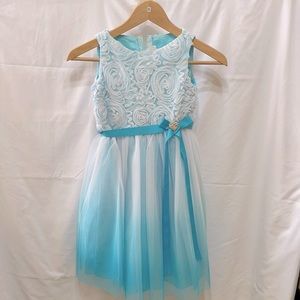 Girls blue and white dress